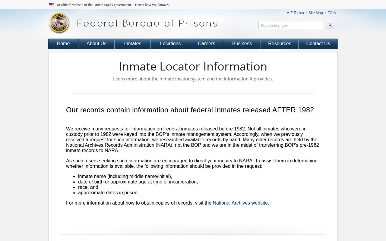 BOP definitions for a Rawlins County Jail federal transfer release